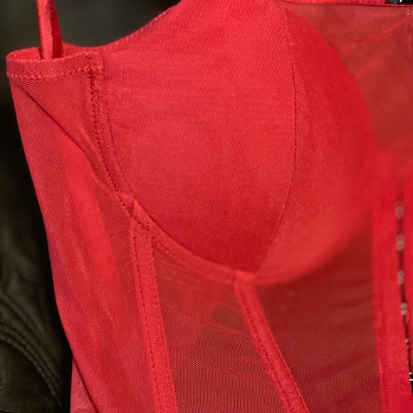 Say What Red Bustier Padded Cups Crop Top - Picture 2 of 12